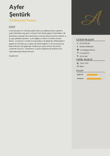 Pastacı Cv Örnekleri cv indir